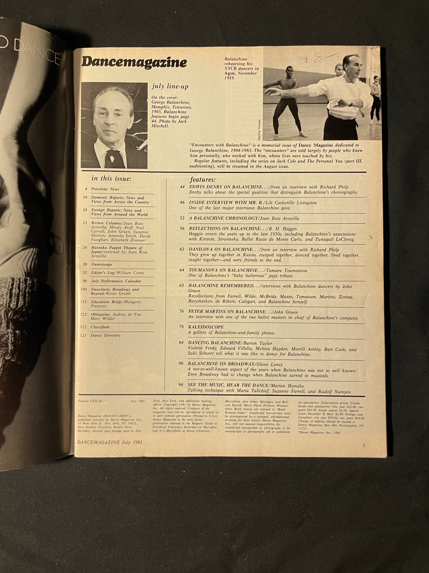 Dance Magazine 1983 Celebrating George Balanchine